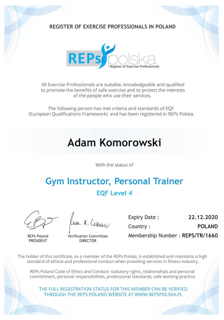 Gym Instructor, Personal Trainer REPs